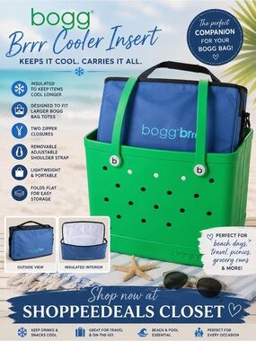 Bogg Bag Brrr Cooler Insert Blue Insulated Tote Organizer NWOT
